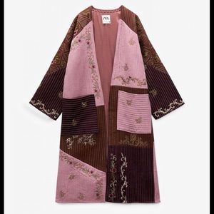 Zara Embroidered Kimono patchwork coat